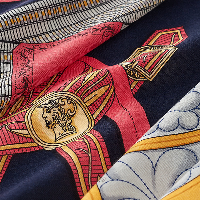 Lettres Equestres shawl 140 - Blue | Hermès Mainland China